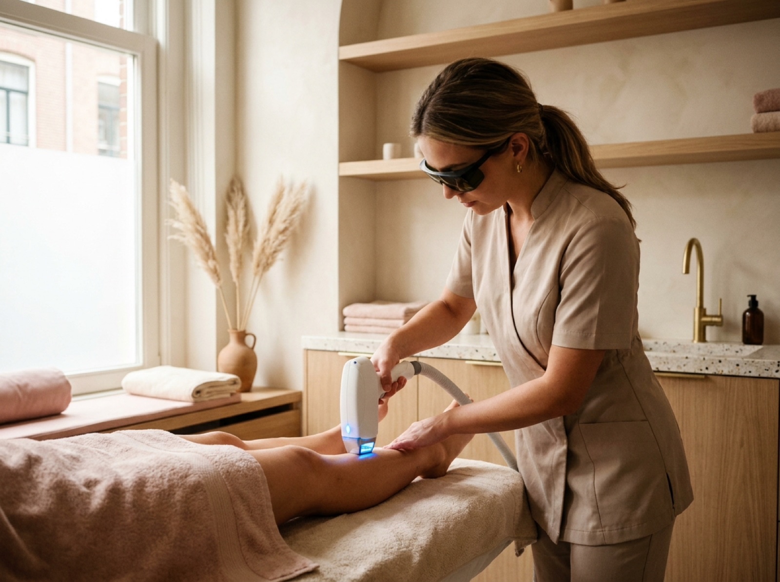 Laserontharing van een onderbeen